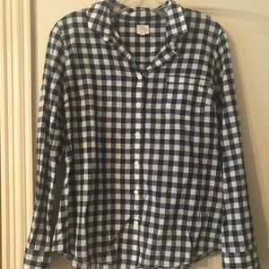 Navy blue gingham button down